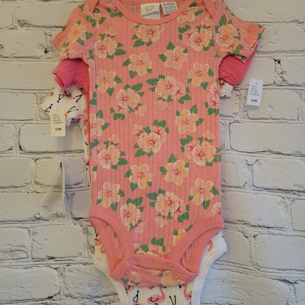 Baby Girls Rib Bodysuit, Pack of 3 - Picture 6 of 8